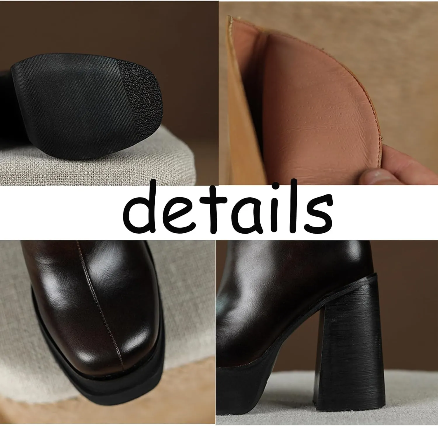 Retro High Heeled Boots,Women's Gradient Boots,Thick Heeled Non Slip Boots,Round Toed Thick Heeled Boots