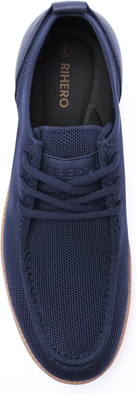 Rihero Mens Casual Shoes Wide Loafers Comfortable Walking Slip On Lightweight Breathable Lace Up Shoes