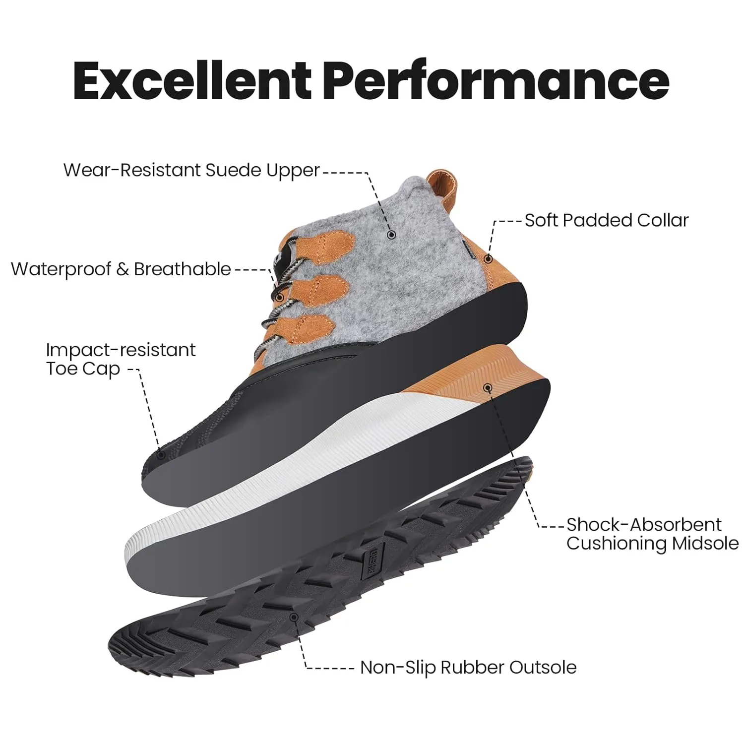 Rihero Women's Classic Waterproof Ankle Boots Fashion Lightweight Leather Suede Hiking Ankle Booties