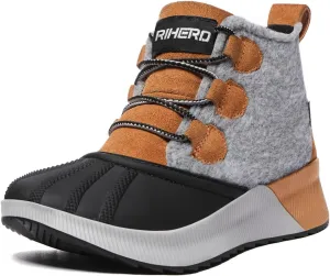 Rihero Women's Classic Waterproof Ankle Boots Fashion Lightweight Leather Suede Hiking Ankle Booties