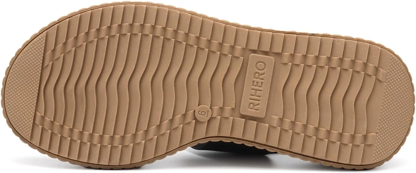 Rihero Women's Comfortable Walking Sandals Casual Summer Outdoor Open Toe Low Flatform Platform Wedge Sandals