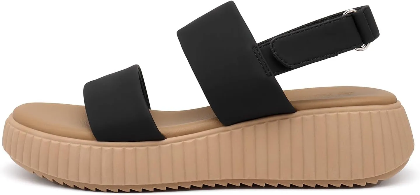 Rihero Women's Comfortable Walking Sandals Casual Summer Outdoor Open Toe Low Flatform Platform Wedge Sandals