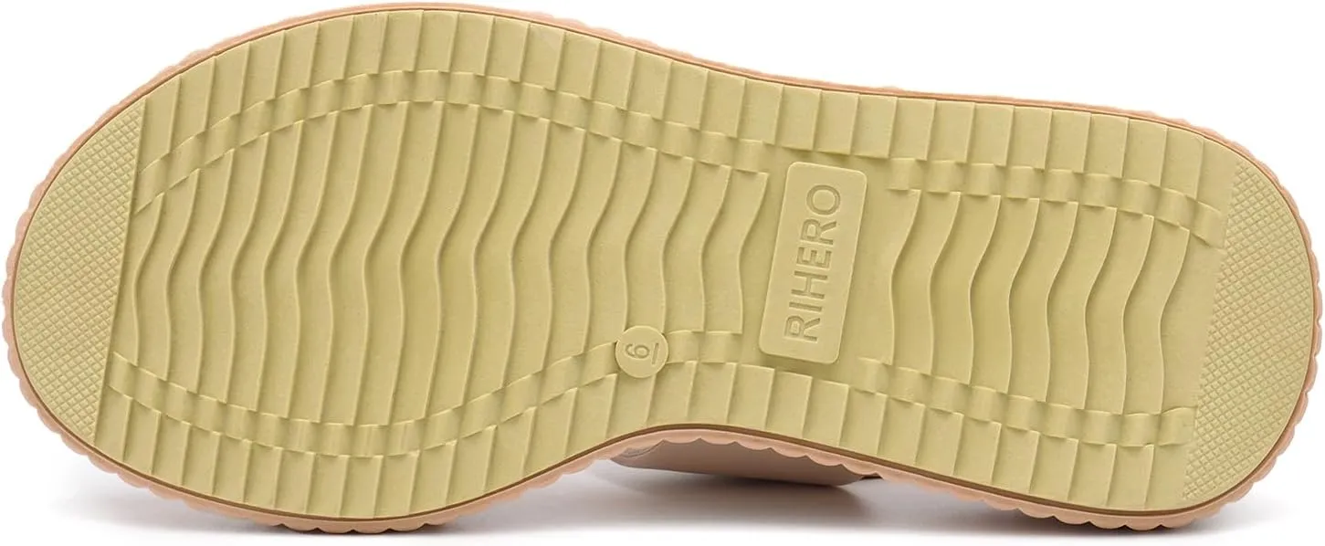 Rihero Women's Comfortable Walking Sandals Casual Summer Outdoor Open Toe Low Flatform Platform Wedge Sandals