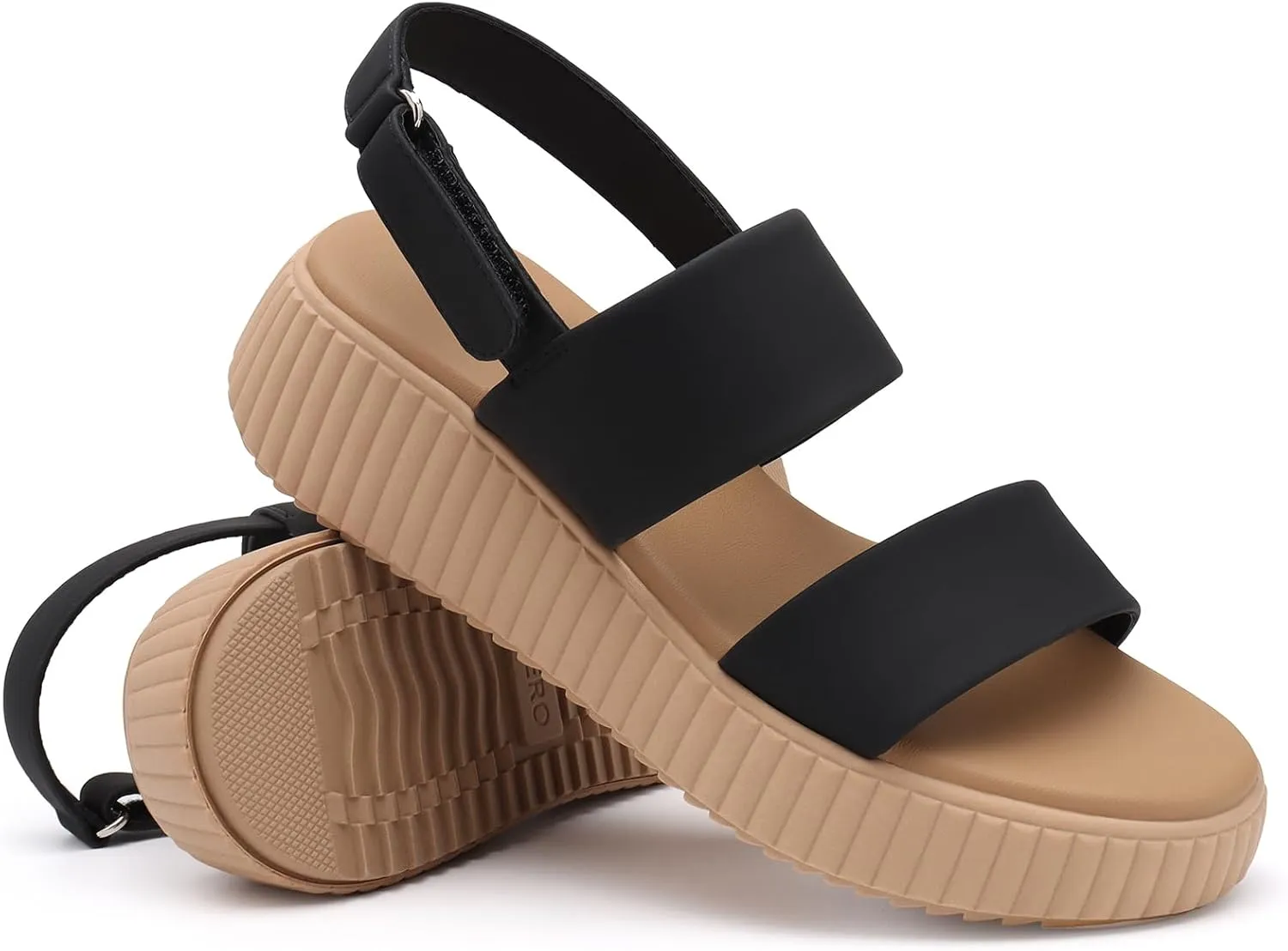 Rihero Women's Comfortable Walking Sandals Casual Summer Outdoor Open Toe Low Flatform Platform Wedge Sandals