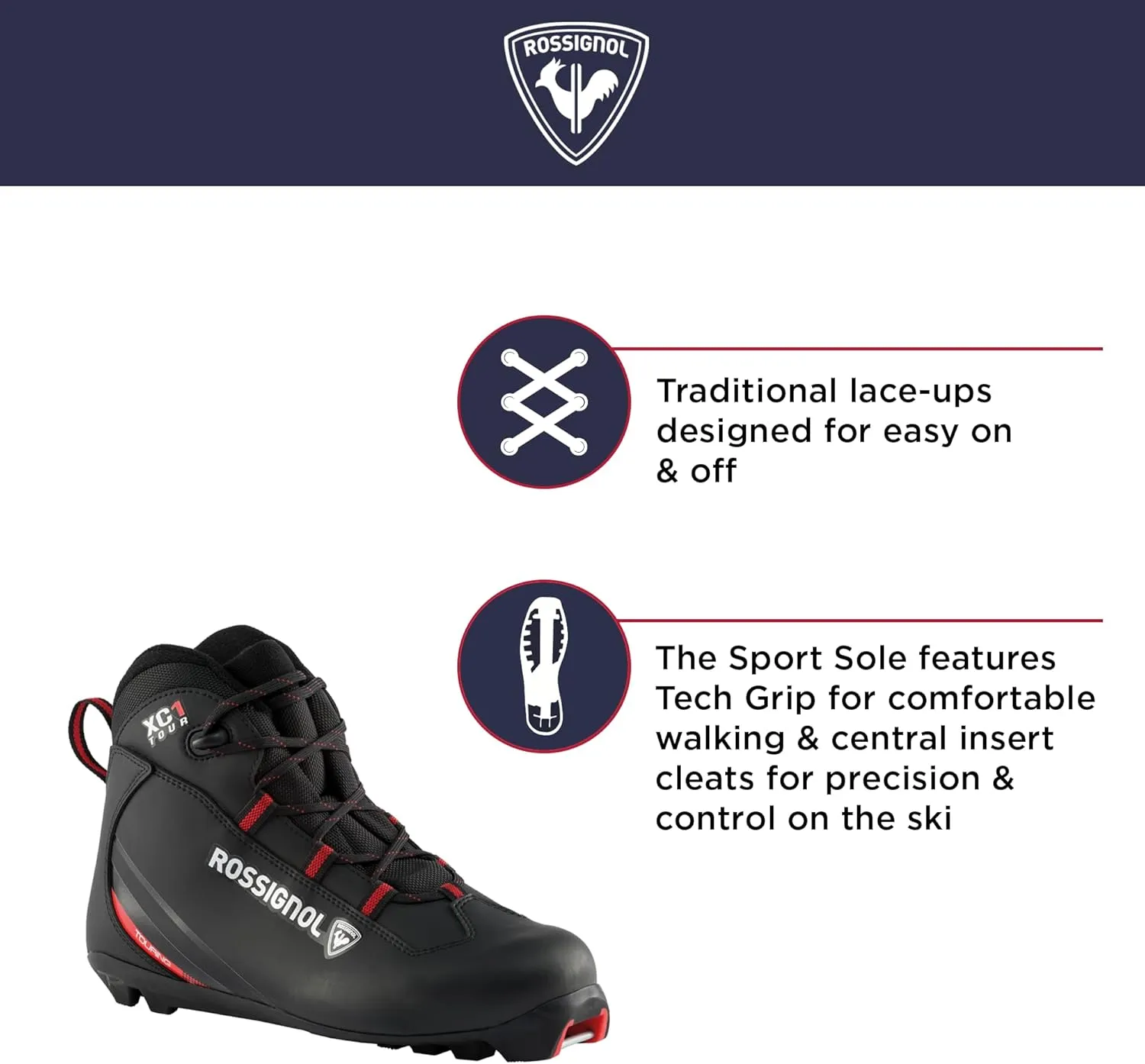 Rossignol XC-1 - Cross Country Touring Ski Boots for Men - Snow Ski Boots - Black