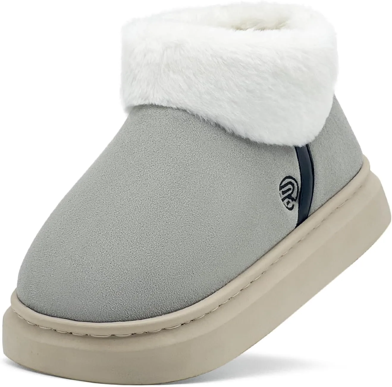 rosyclo Ankle Winter Boots for Women, Suede Faux Fur Furry Lining Warm Women's Snow Mini Boot Lightweight Anti-Slip Fuzzy Classic Memory Foam Comfort Shoes Short Booties for Indoor Outdoor