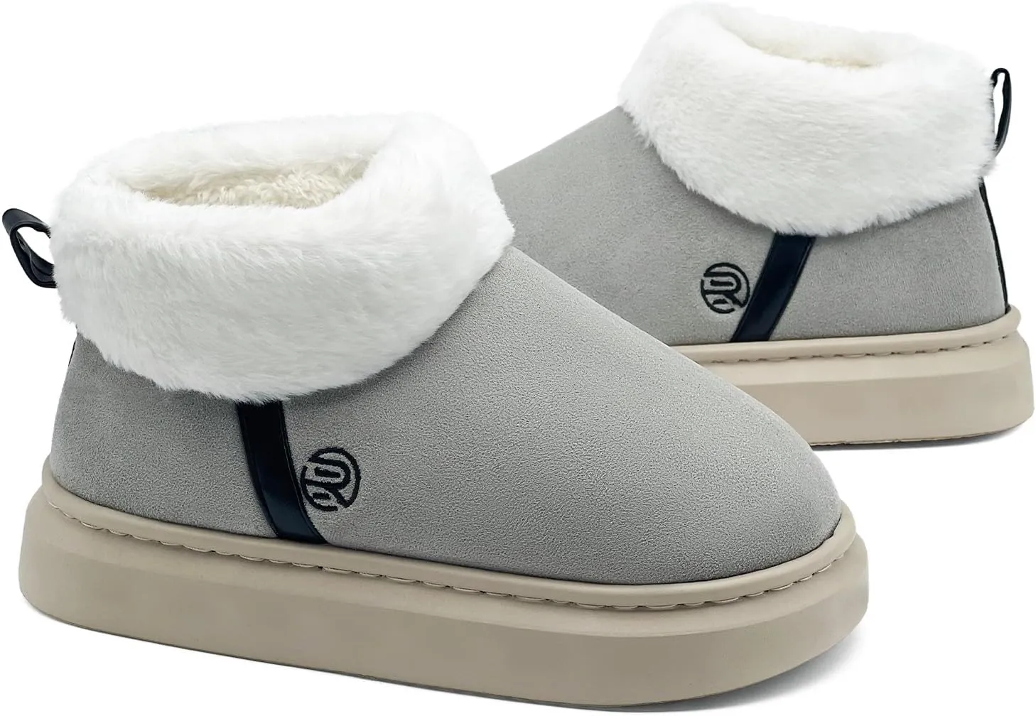 rosyclo Ankle Winter Boots for Women, Suede Faux Fur Furry Lining Warm Women's Snow Mini Boot Lightweight Anti-Slip Fuzzy Classic Memory Foam Comfort Shoes Short Booties for Indoor Outdoor