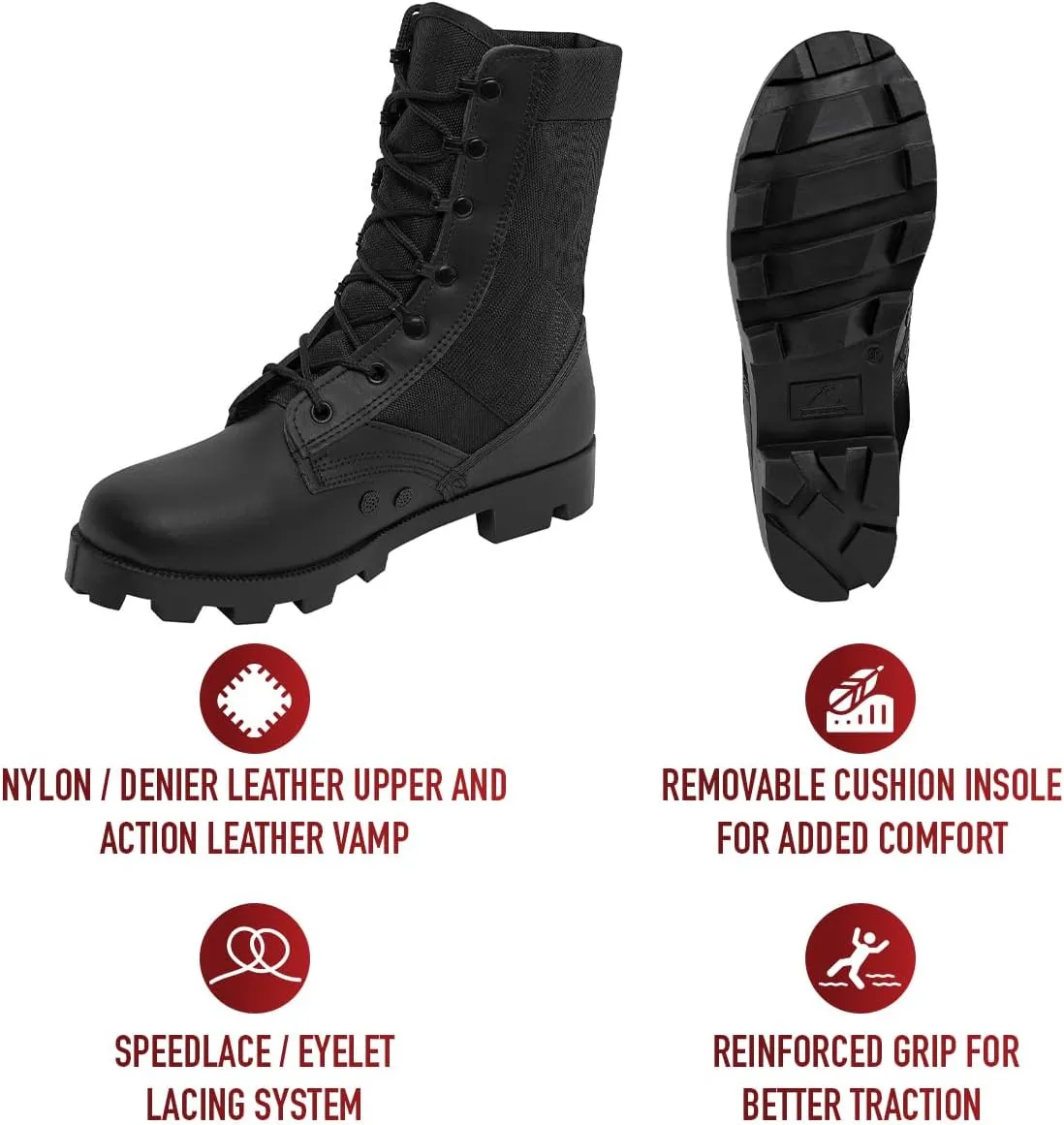 Rothco Black G.I. Type Speedlace Jungle Boots - 9 Inch