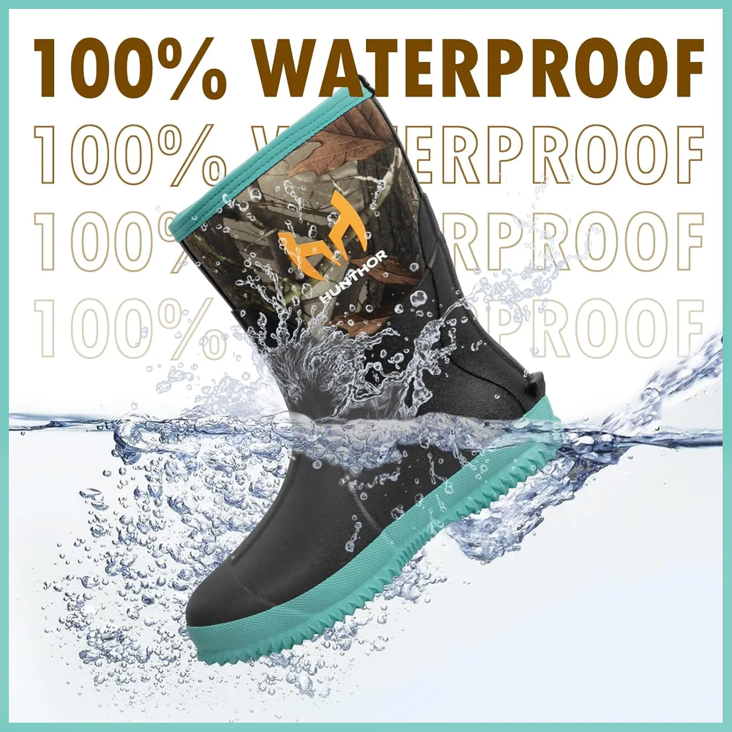 Rubber Boots for Women, 5mm Neoprene Insulated Waterproof Rain Boots with Steel Shank, Mid Calf Hunting Shoes for Faming Gardening Mud Work (Size 5-11)