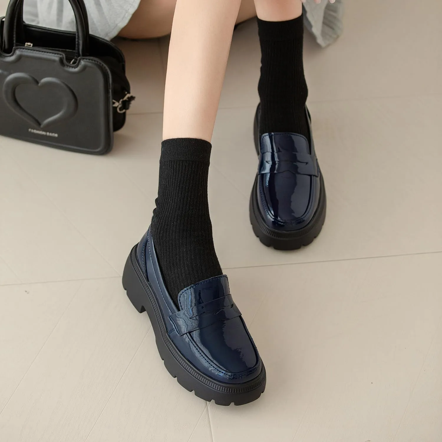 Ruiatoo Platform Loafers for Women - Slip On Chunky Penny Loafers for Dressy, Business, Casual Comfort Work Shoes