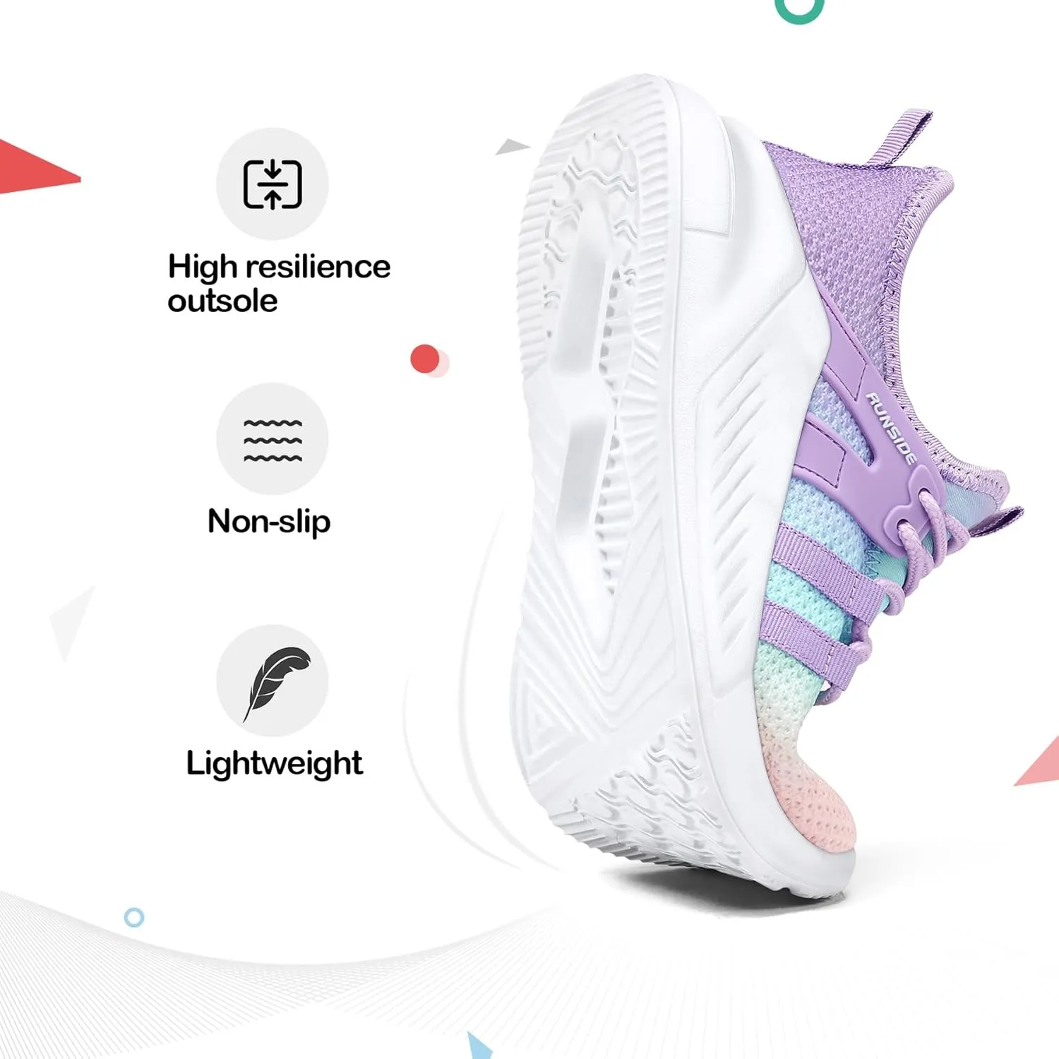 RUNSIDE Girls Tennis Shoes Lightweight Sports Kids Sneakers Lace-up for Running/Walking, Toddler/Little Kid/Big Kid