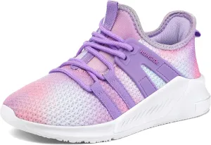 RUNSIDE Girls Tennis Shoes Lightweight Sports Kids Sneakers Lace-up for Running/Walking, Toddler/Little Kid/Big Kid