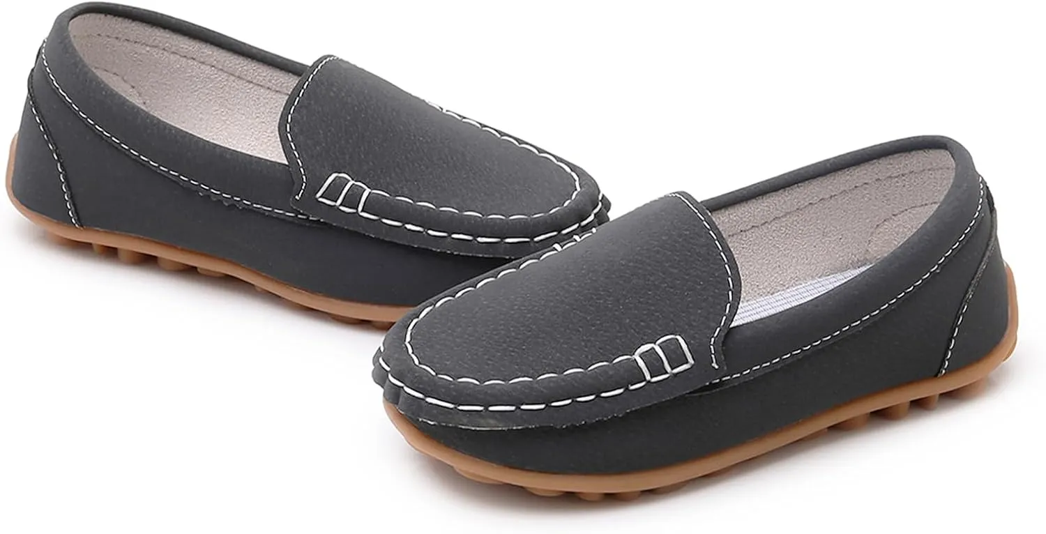 RVROVIC Kids Girls Boys Slip-on Loafers Oxford PU Leather Flats Shoes(Toddler/Little Kid)
