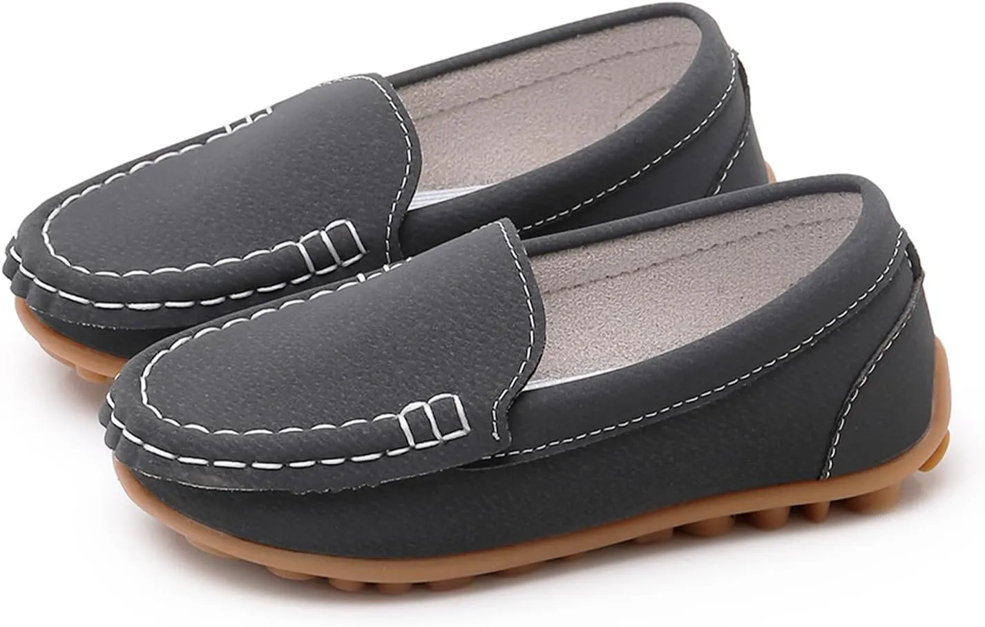 RVROVIC Kids Girls Boys Slip-on Loafers Oxford PU Leather Flats Shoes(Toddler/Little Kid)