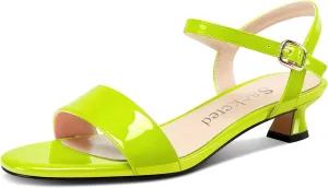 Saekcted Womens Kitten Low Heel Open Toe Ankle Strap Sandals Slingback Buckle Dress Shoes Casual Party Summer 1.2 Inches Heels