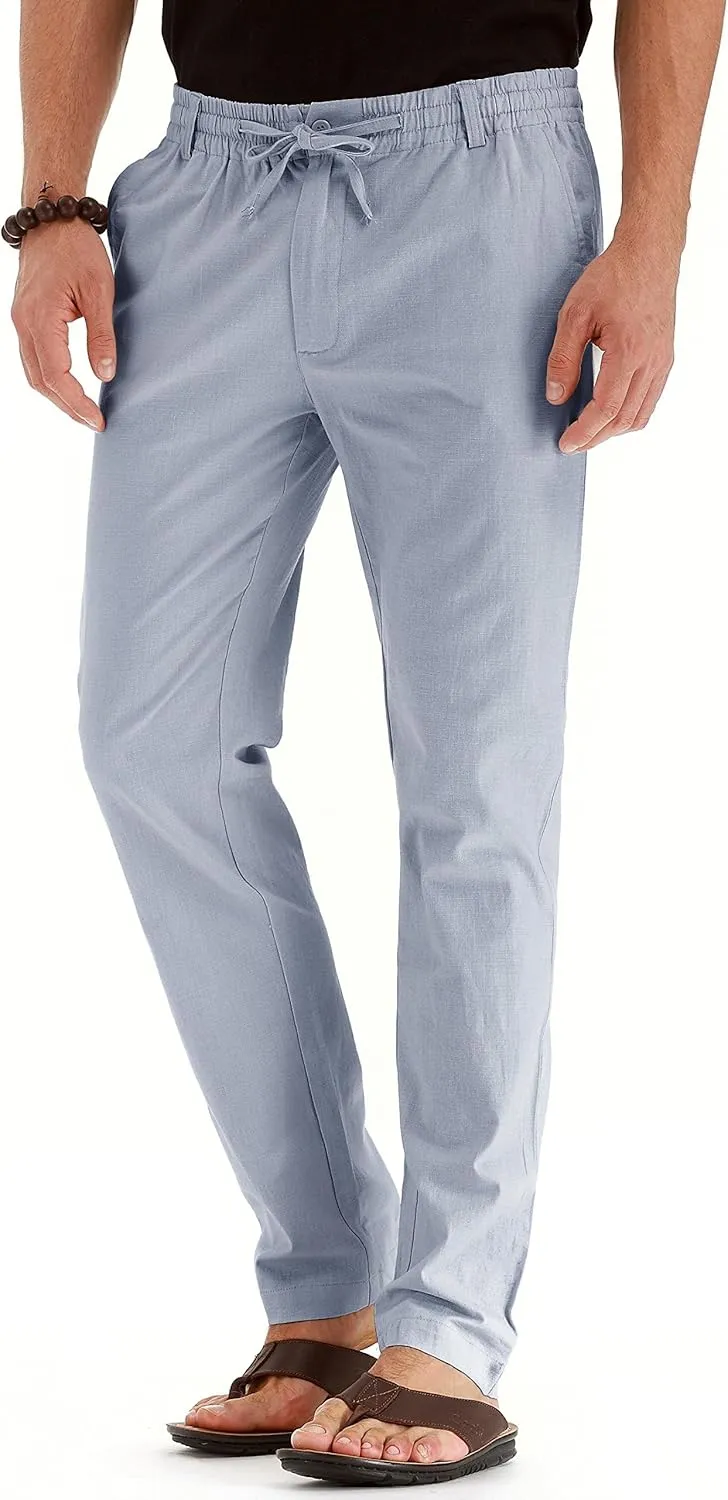 Sailwind Men's Drawstring Linen Pants Casual Summer Beach Loose Trousers