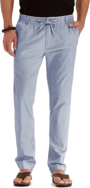 Sailwind Men's Drawstring Linen Pants Casual Summer Beach Loose Trousers