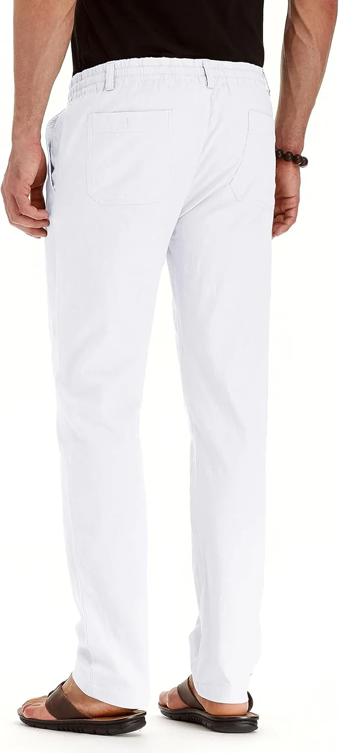 Sailwind Men's Drawstring Linen Pants Casual Summer Beach Loose Trousers