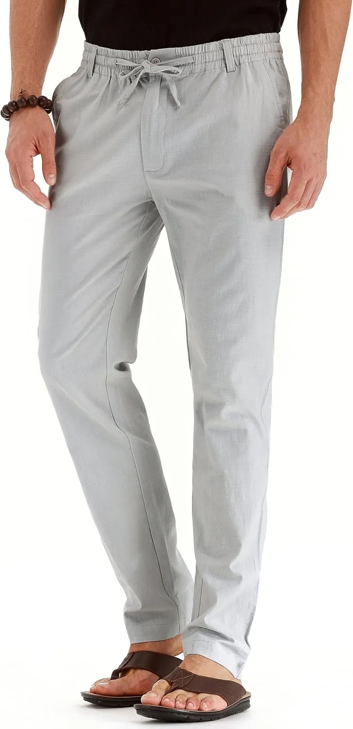 Sailwind Men's Drawstring Linen Pants Casual Summer Beach Loose Trousers