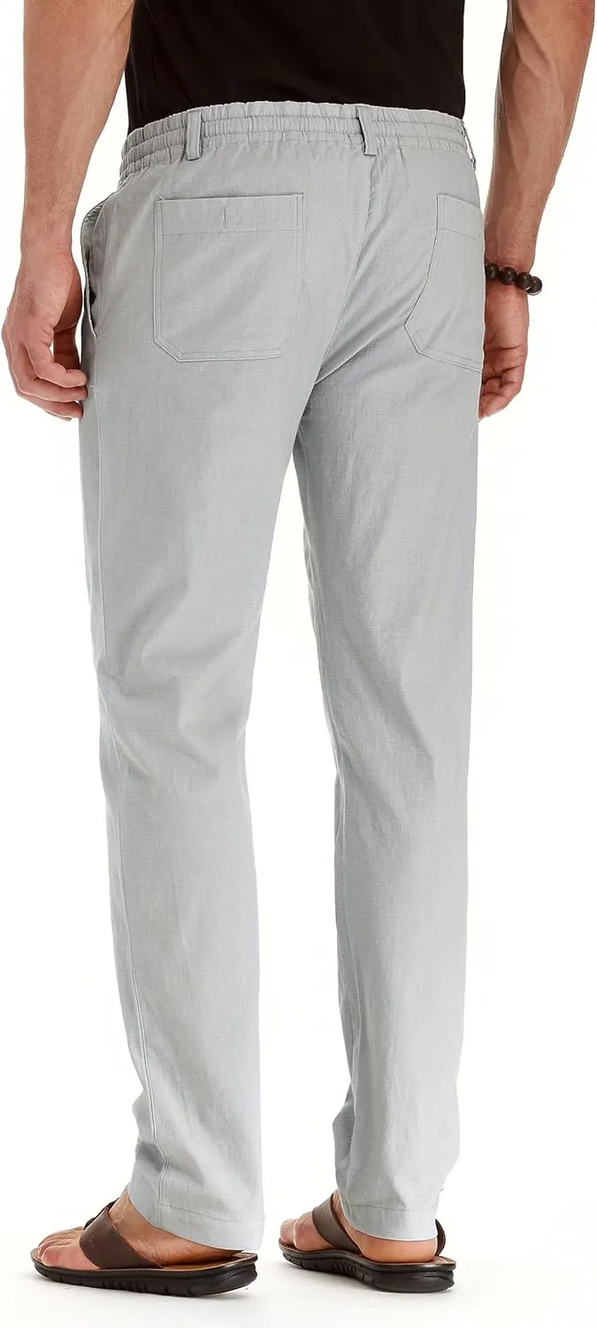 Sailwind Men's Drawstring Linen Pants Casual Summer Beach Loose Trousers