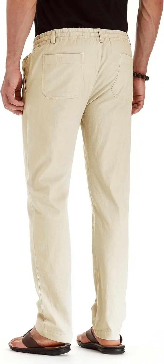 Sailwind Men's Drawstring Linen Pants Casual Summer Beach Loose Trousers