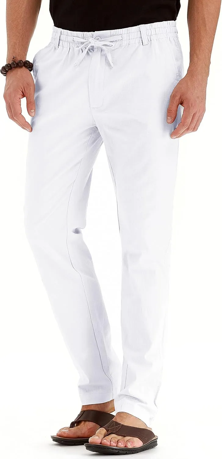 Sailwind Men's Drawstring Linen Pants Casual Summer Beach Loose Trousers