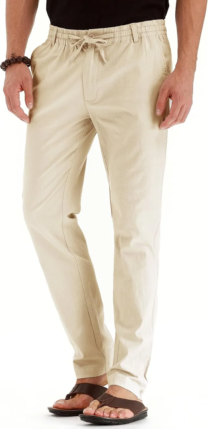 Sailwind Men's Drawstring Linen Pants Casual Summer Beach Loose Trousers