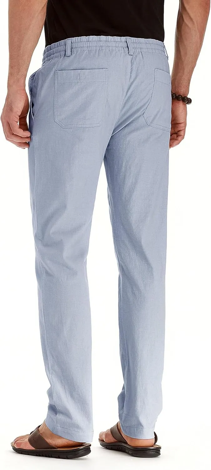 Sailwind Men's Drawstring Linen Pants Casual Summer Beach Loose Trousers