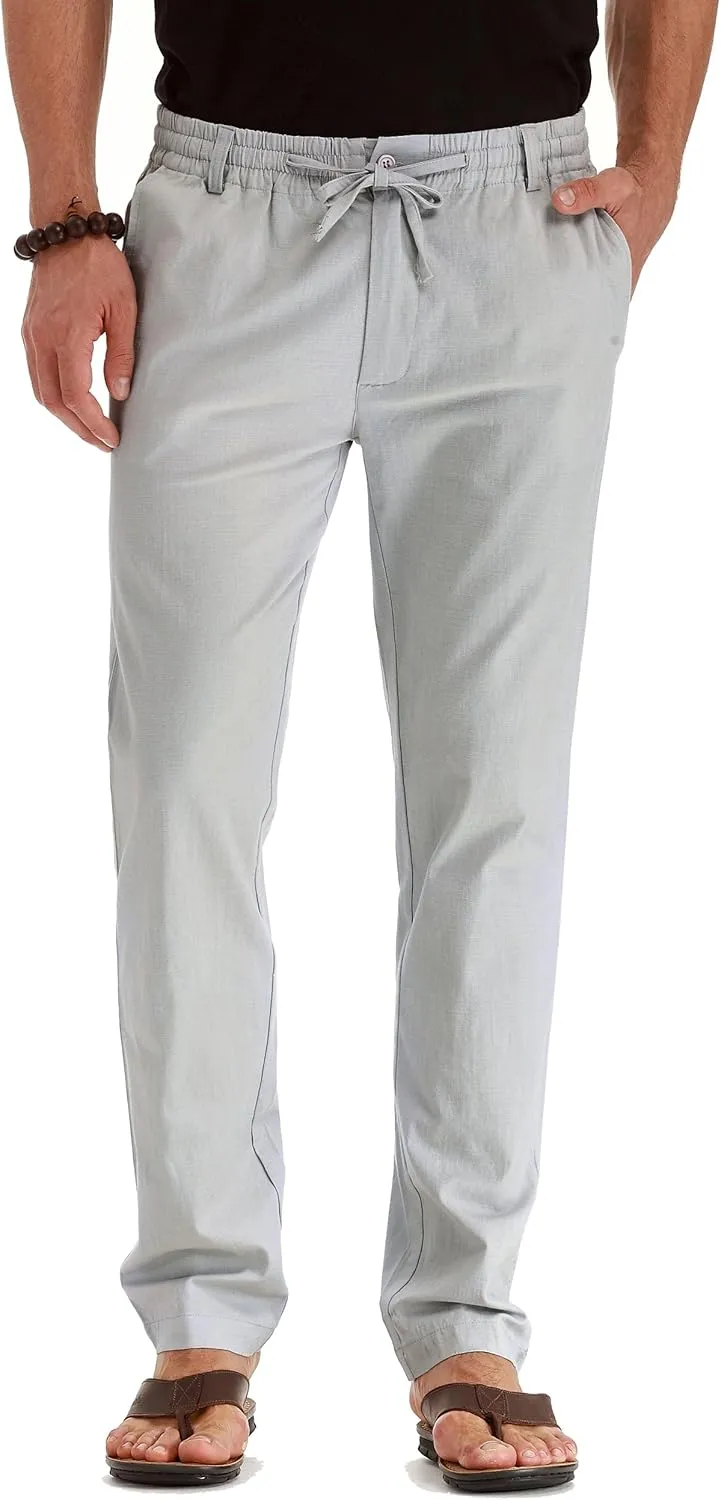 Sailwind Men's Drawstring Linen Pants Casual Summer Beach Loose Trousers
