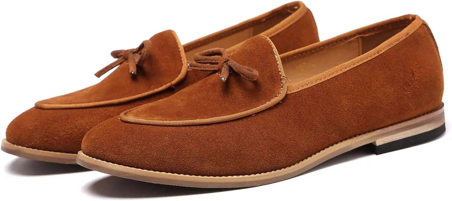 Santimon Men's Casual Tassel Bow Slip-On Driving Penny Loafers Boat Shoes Driver Moccasins
