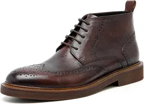 Santimon Men's Fashion Genuine Leather Brogues Oxford Boots Dress Formal Ankle Chelsea Boot