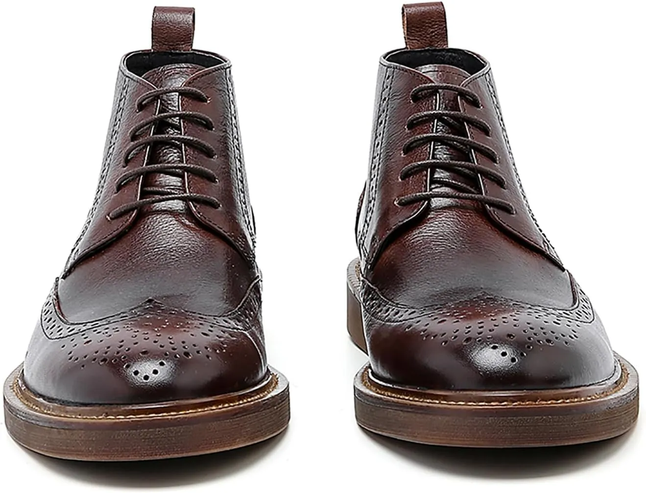 Santimon Men's Fashion Genuine Leather Brogues Oxford Boots Dress Formal Ankle Chelsea Boot