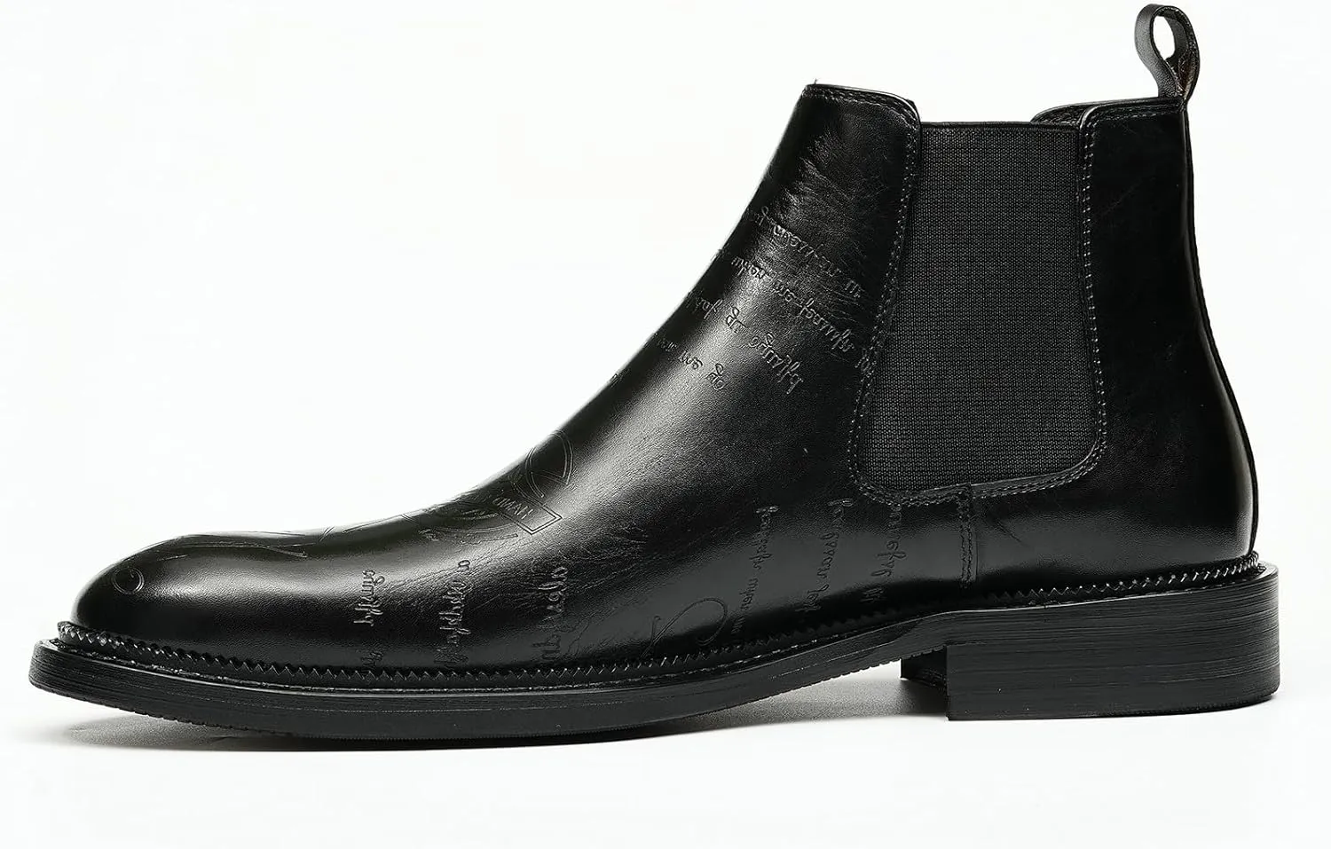 Santimon Men's Genuine Leather Pionted Toe Chelsea Boots Dress Formal Winter Warm Cotton Ankle Brogues Boots
