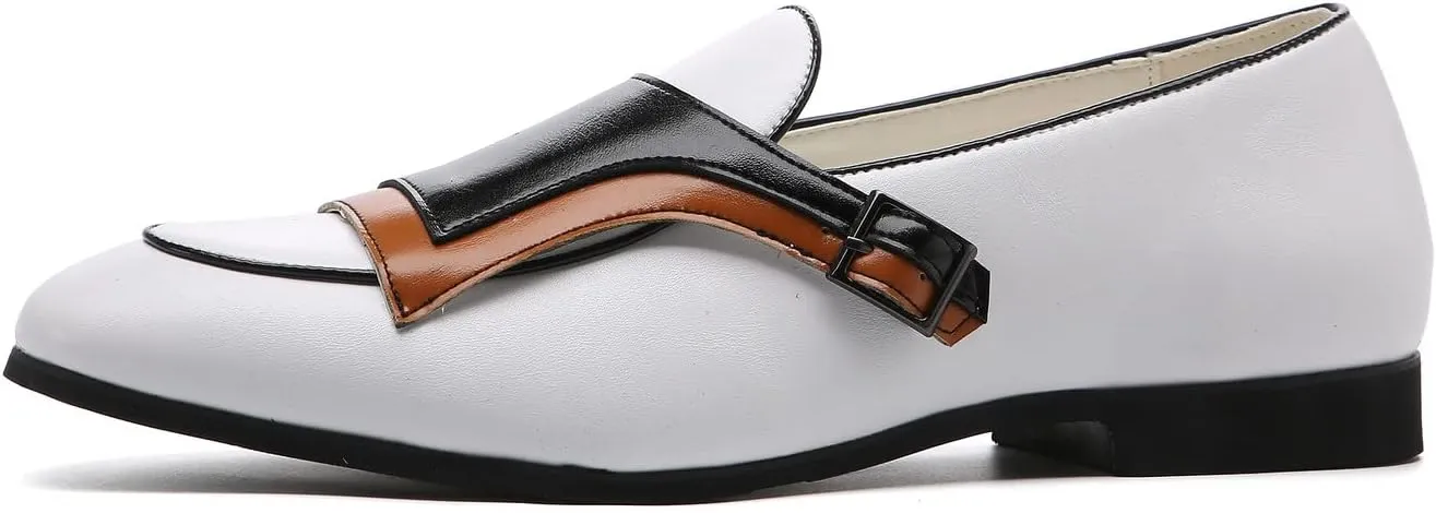 Santimon Mens Monk-Strap Loafers Casual Formal Business Shoes Moccasins Smoking Slipper