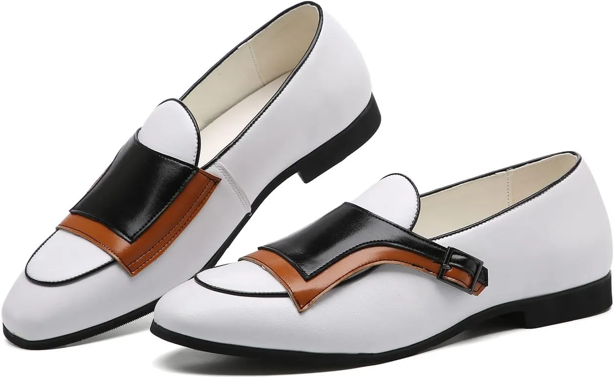 Santimon Mens Monk-Strap Loafers Casual Formal Business Shoes Moccasins Smoking Slipper