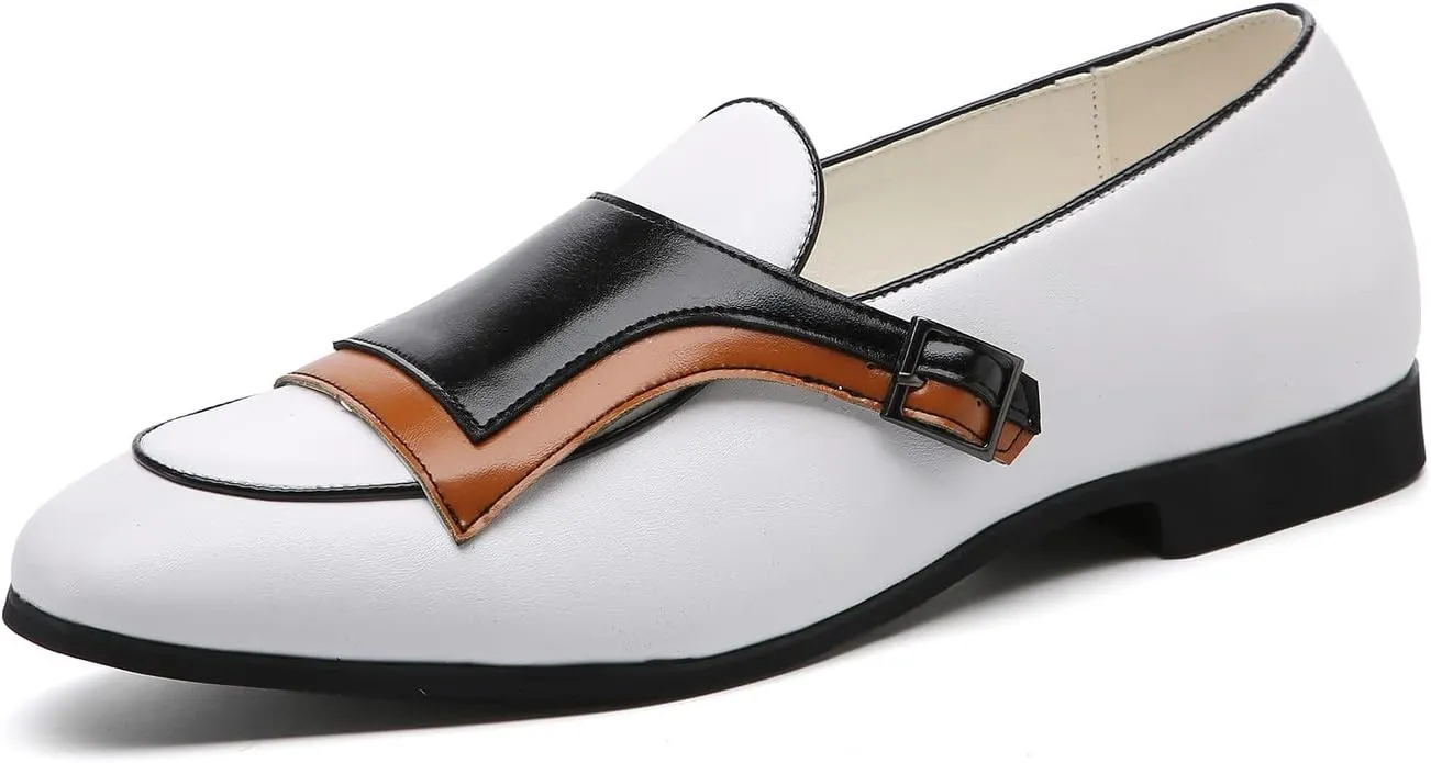 Santimon Mens Monk-Strap Loafers Casual Formal Business Shoes Moccasins Smoking Slipper
