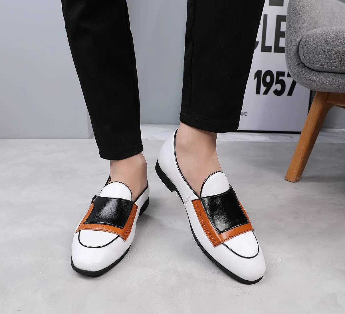 Santimon Mens Monk-Strap Loafers Casual Formal Business Shoes Moccasins Smoking Slipper