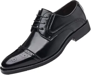 Santimon Men's Oxford Shoes Semi-Brogue Formal Leather Wingtip Dress Derby for Men