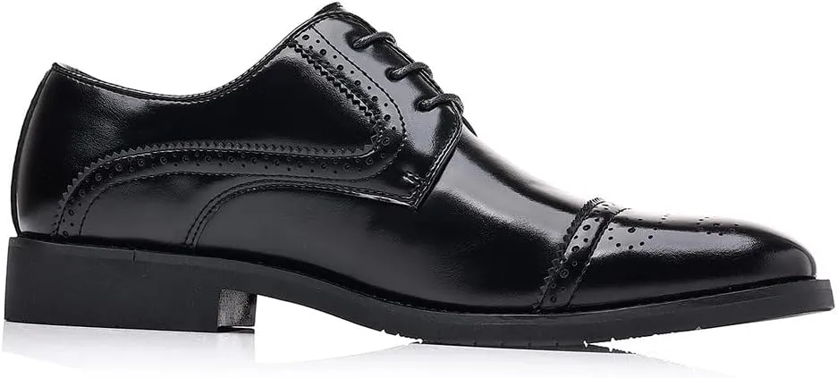 Santimon Men's Oxford Shoes Semi-Brogue Formal Leather Wingtip Dress Derby for Men