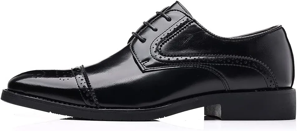 Santimon Men's Oxford Shoes Semi-Brogue Formal Leather Wingtip Dress Derby for Men