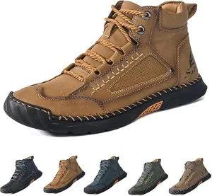 Sawbehind Mens Boots, Comfortable Handmade Leather Boots, Outdoor Leather Boots Wide, Waterproof, Arch Support