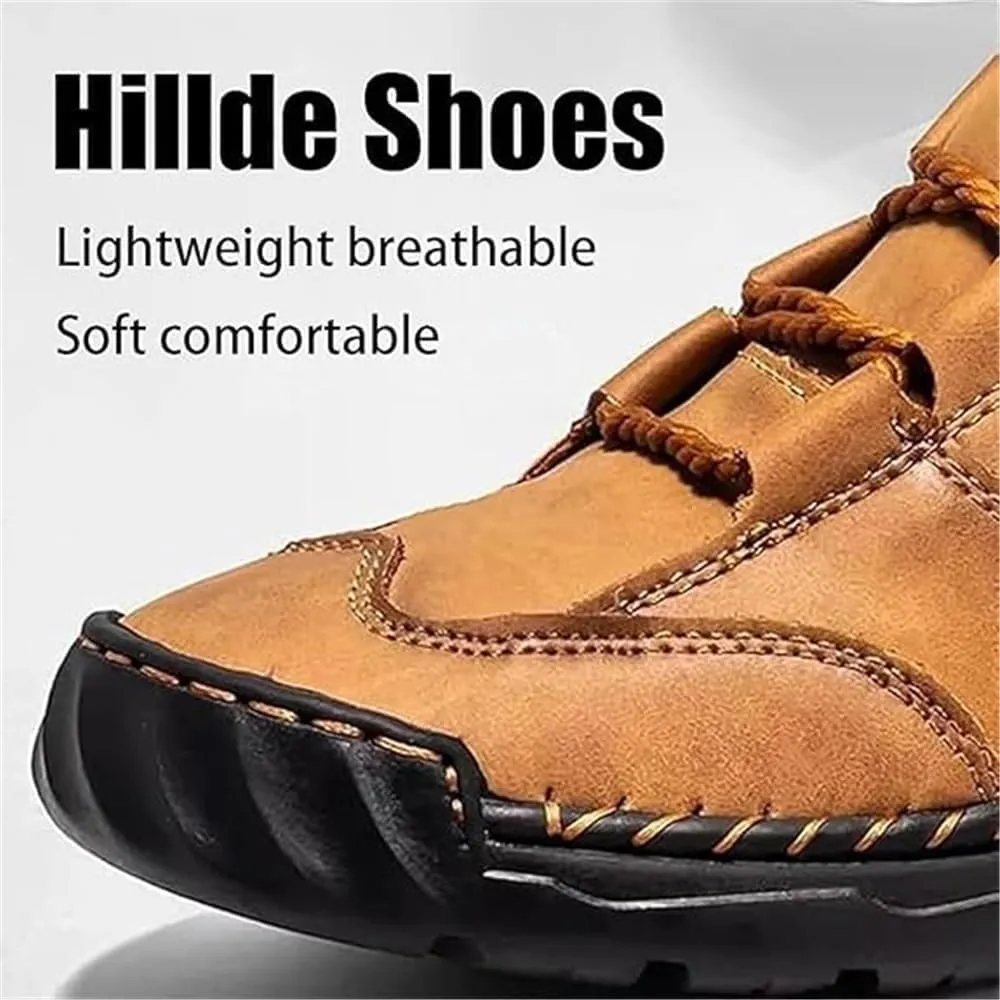 Sawbehind Men's Comfortable Handmade Leather Boots,2025 New Waterproof Comfortable Outdoor Boots with Arch Support,Spacious Toe Box, Lightweight Casual