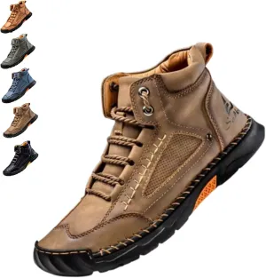 Sawbehind Men's Comfortable Handmade Leather Boots,Arch Support,Spacious Toe Box Outdoor Leather Shoes