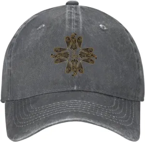 Scandinavian Pirate Odin's Raven Celtic Style Vintage Washed Denim Baseball Cap Adjustable Dad Hats Gift for Men Women