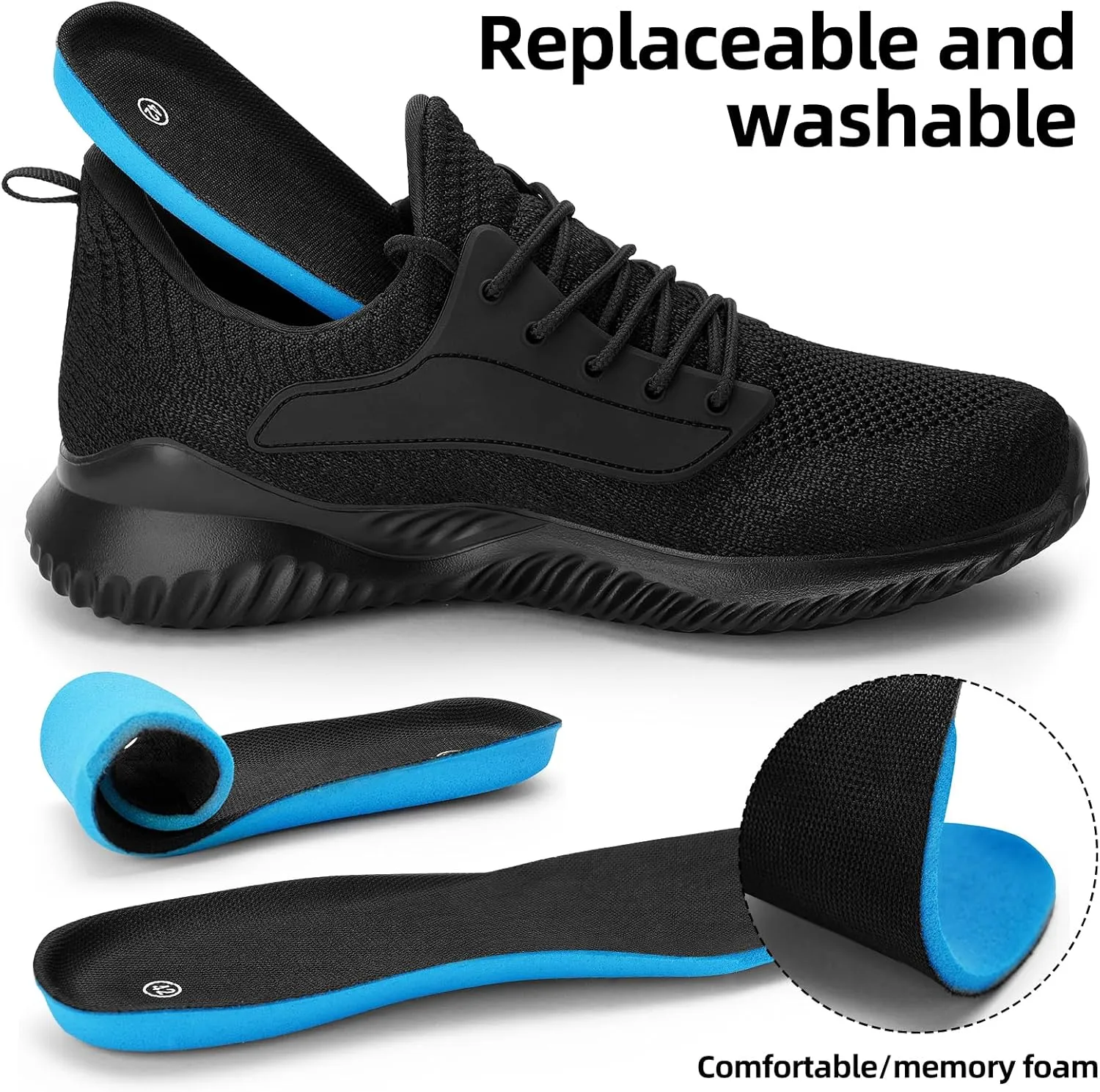 SDolphin Walking Shoes for Mens Sneakers - Slip on Athletic Running Tennis Shoes Comfortable Memory Foam Workout Gym Jogging Indoor Outdoor Lightweight Breathable Casual Sneakers