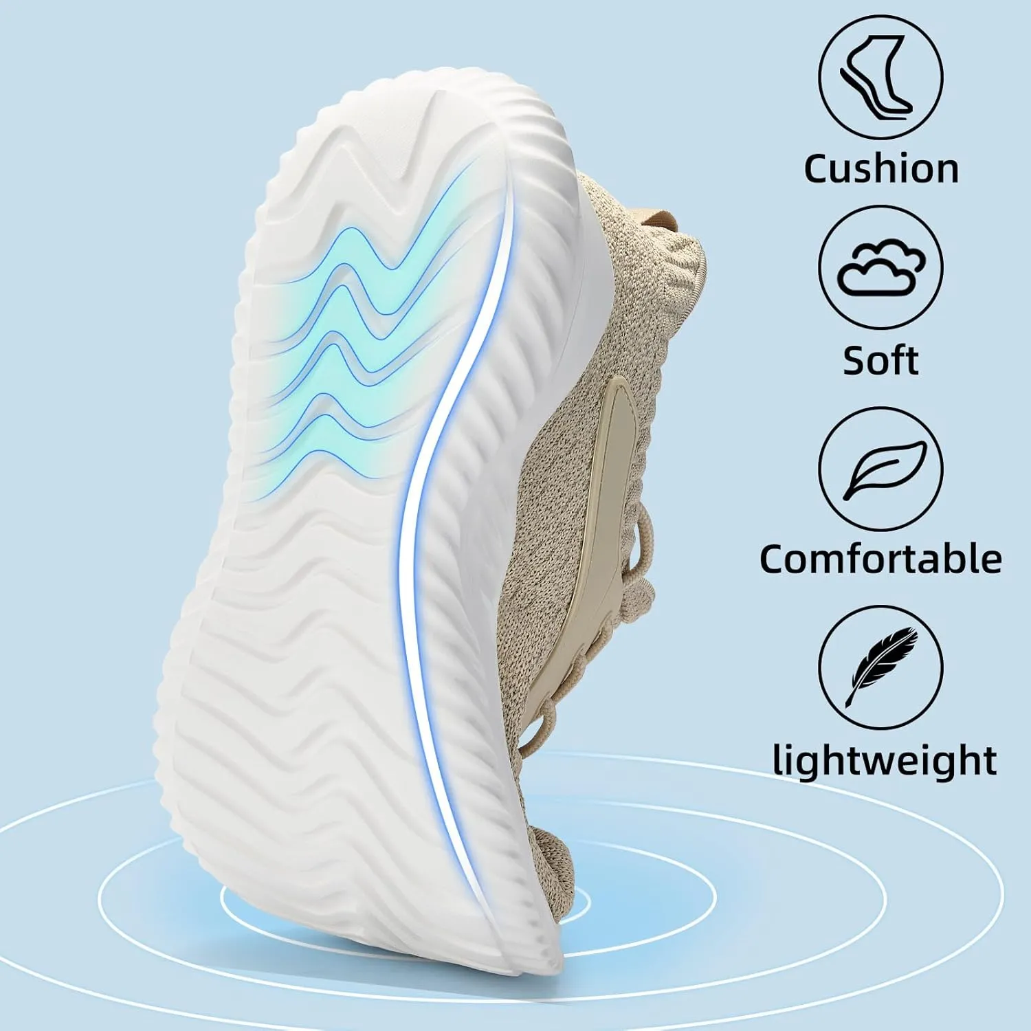 SDolphin Walking Shoes for Mens Sneakers - Slip on Athletic Running Tennis Shoes Comfortable Memory Foam Workout Gym Jogging Indoor Outdoor Lightweight Breathable Casual Sneakers