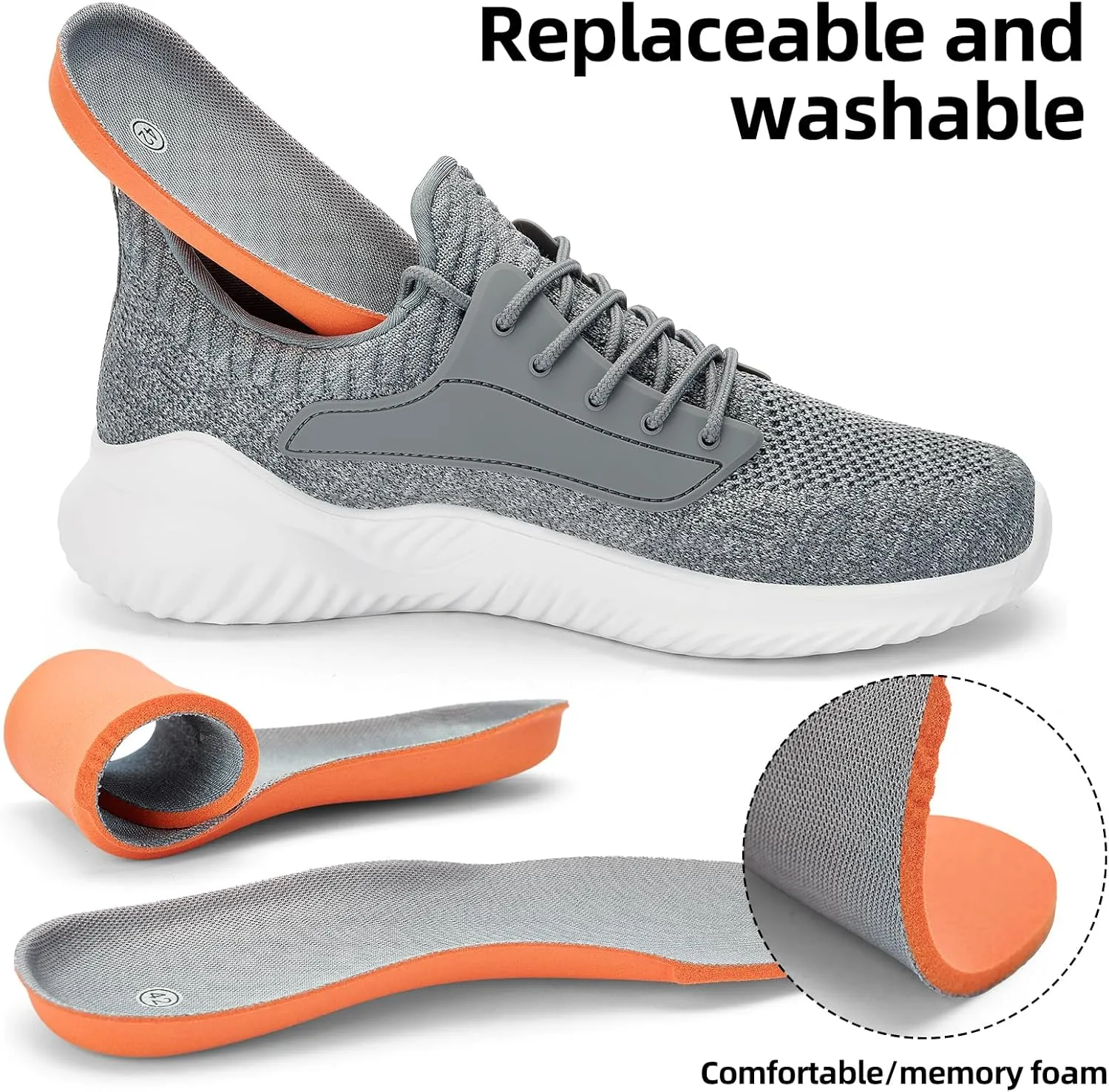 SDolphin Walking Shoes for Mens Sneakers - Slip on Athletic Running Tennis Shoes Comfortable Memory Foam Workout Gym Jogging Indoor Outdoor Lightweight Breathable Casual Sneakers