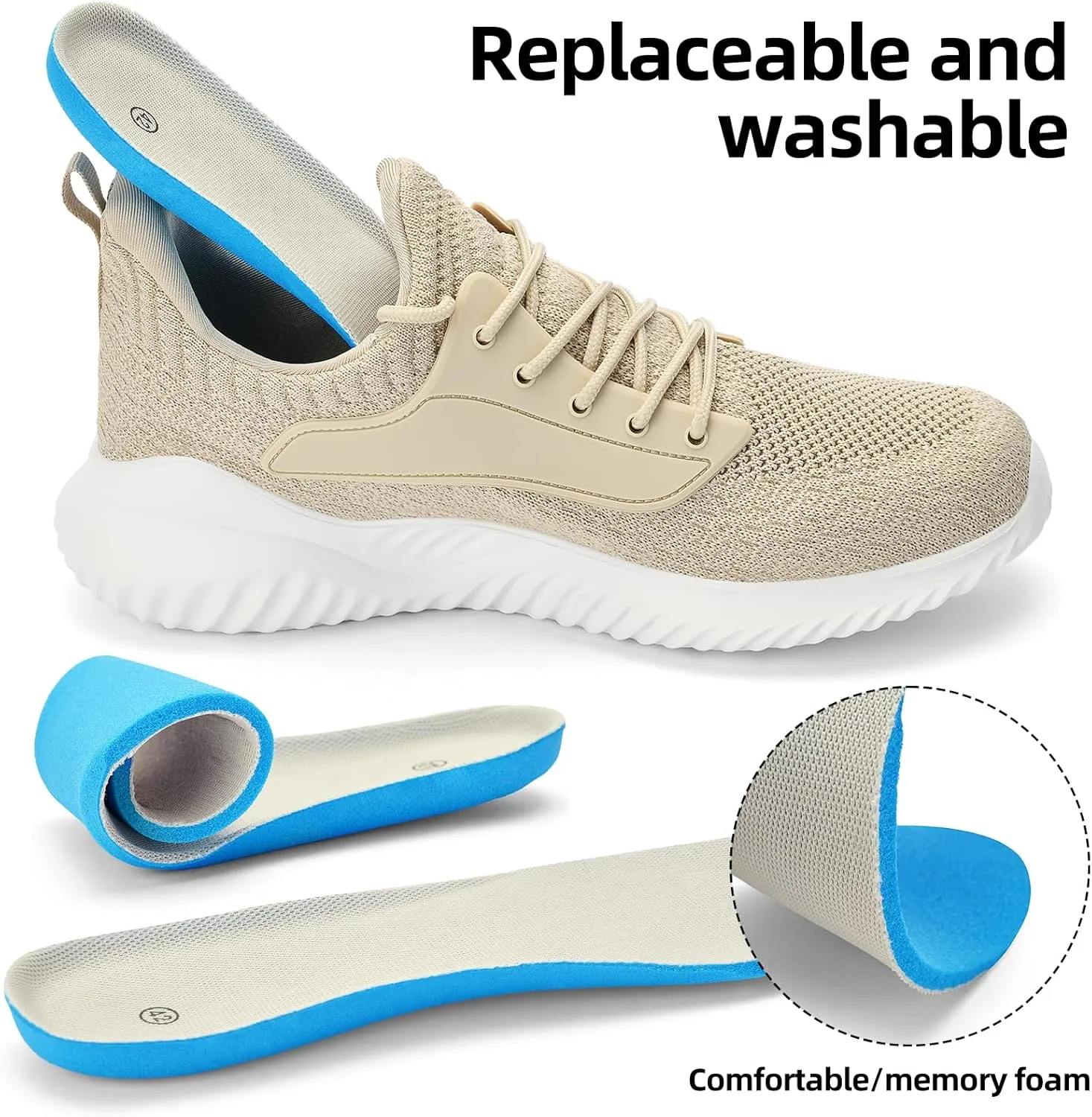 SDolphin Walking Shoes for Mens Sneakers - Slip on Athletic Running Tennis Shoes Comfortable Memory Foam Workout Gym Jogging Indoor Outdoor Lightweight Breathable Casual Sneakers