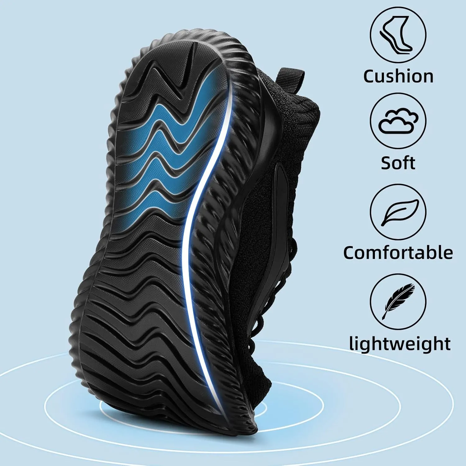 SDolphin Walking Shoes for Mens Sneakers - Slip on Athletic Running Tennis Shoes Comfortable Memory Foam Workout Gym Jogging Indoor Outdoor Lightweight Breathable Casual Sneakers