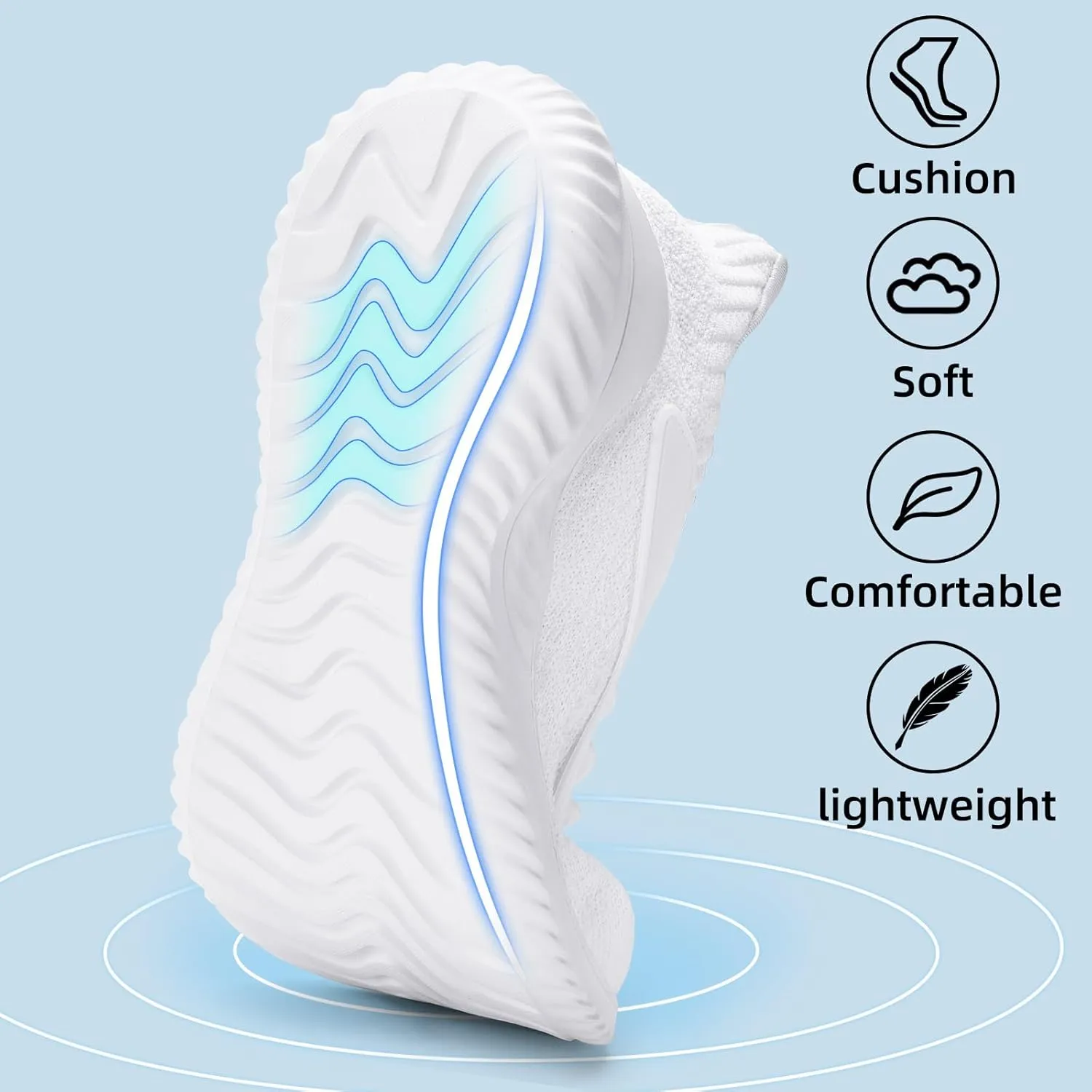 SDolphin Walking Shoes for Mens Sneakers - Slip on Athletic Running Tennis Shoes Comfortable Memory Foam Workout Gym Jogging Indoor Outdoor Lightweight Breathable Casual Sneakers